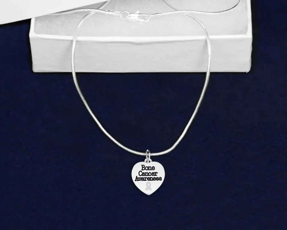 Bone Cancer Awareness Heart Necklaces