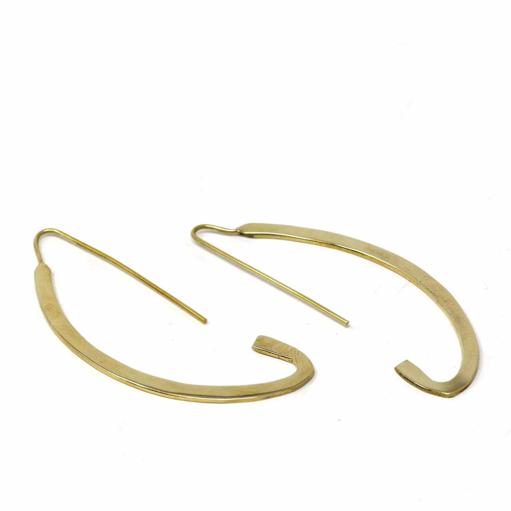 Brass C Open Hoop Earrings