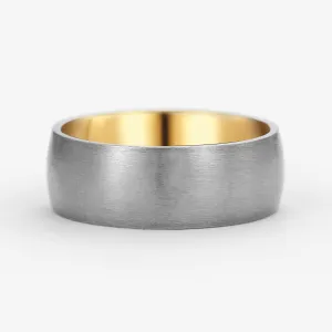 Brushing Two Tone Gold Couple Men's Wedding Band