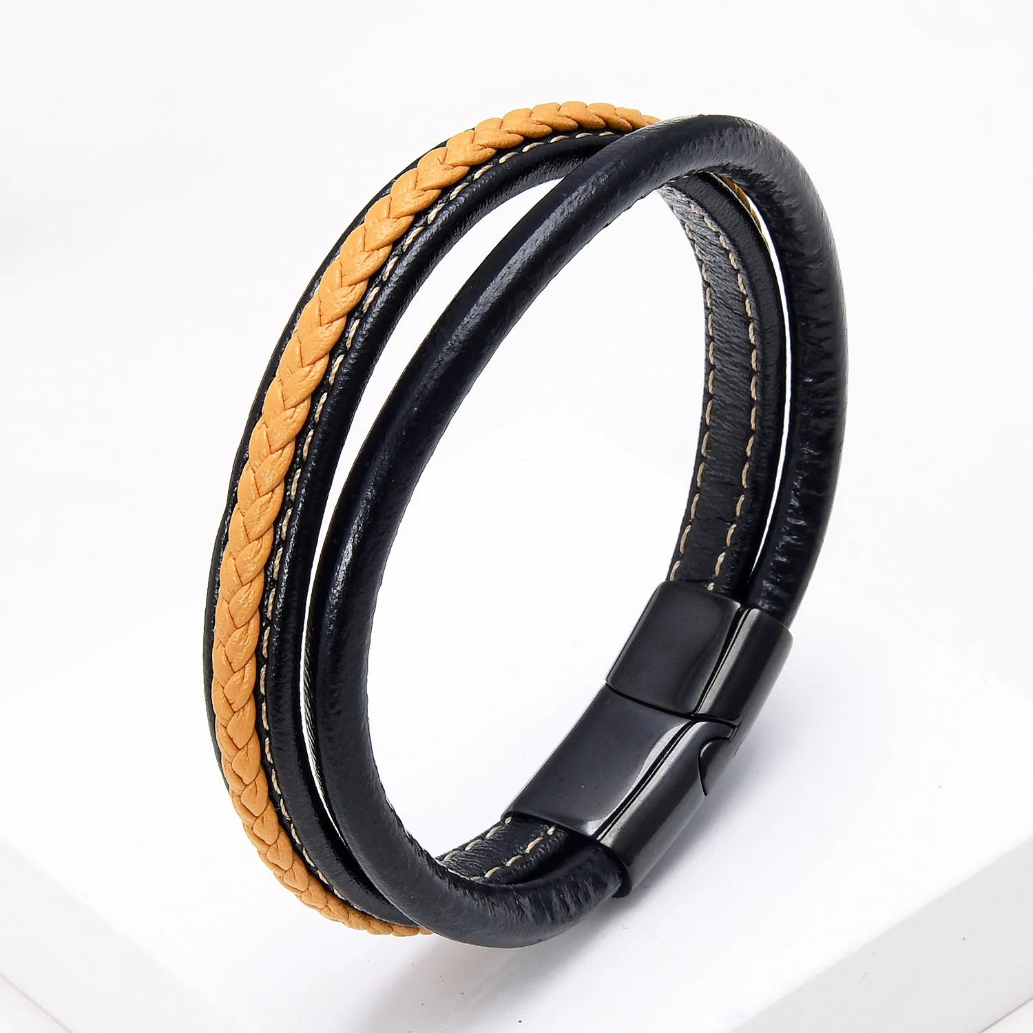 Casual Simple Double-layer Leather Rope Woven Bracelet