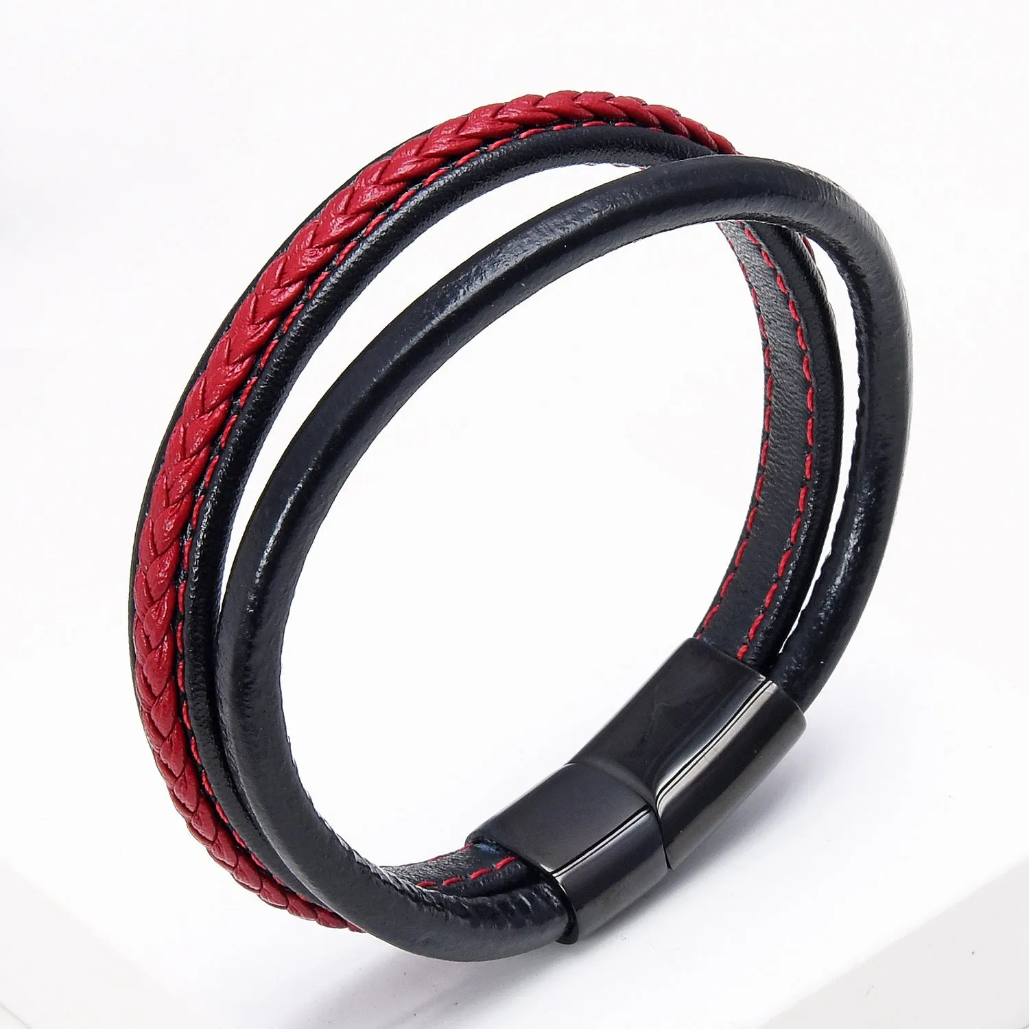 Casual Simple Double-layer Leather Rope Woven Bracelet