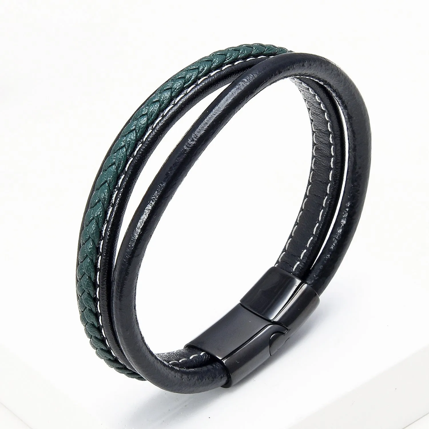 Casual Simple Double-layer Leather Rope Woven Bracelet