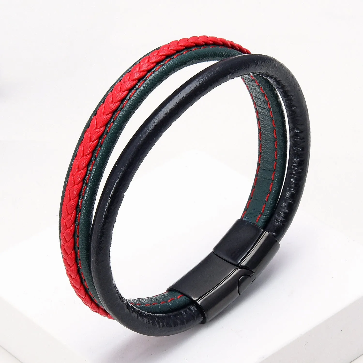 Casual Simple Double-layer Leather Rope Woven Bracelet