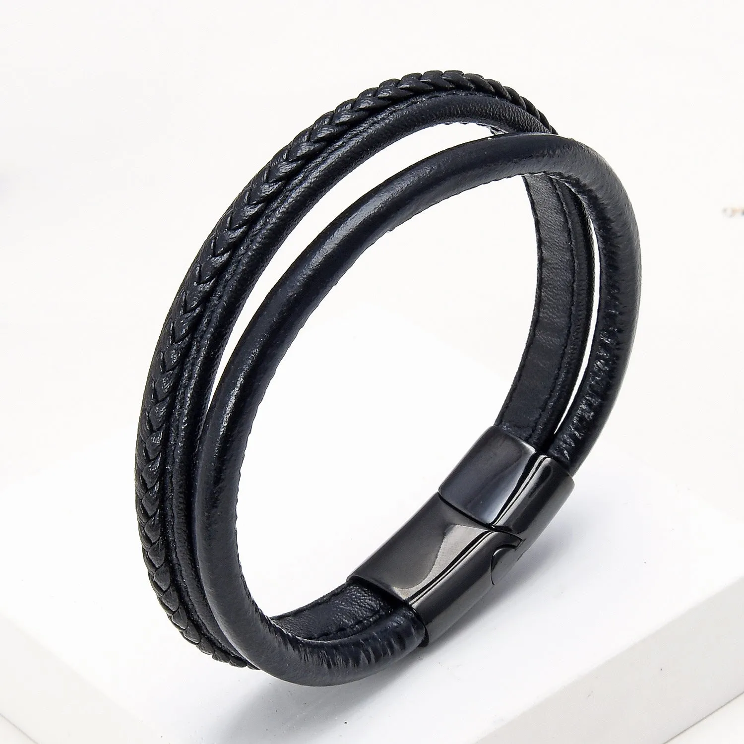 Casual Simple Double-layer Leather Rope Woven Bracelet