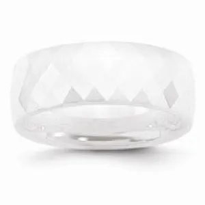 Ceramic White Faceted 7.5mm Polished Wedding Band Ring