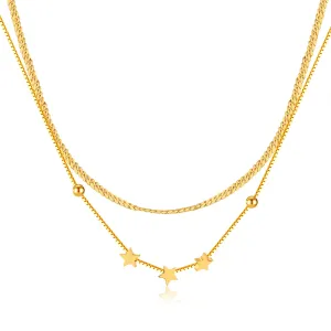 Charming Women's Gold Star Pendant Necklace - Delicate Layered Chain Jewelry