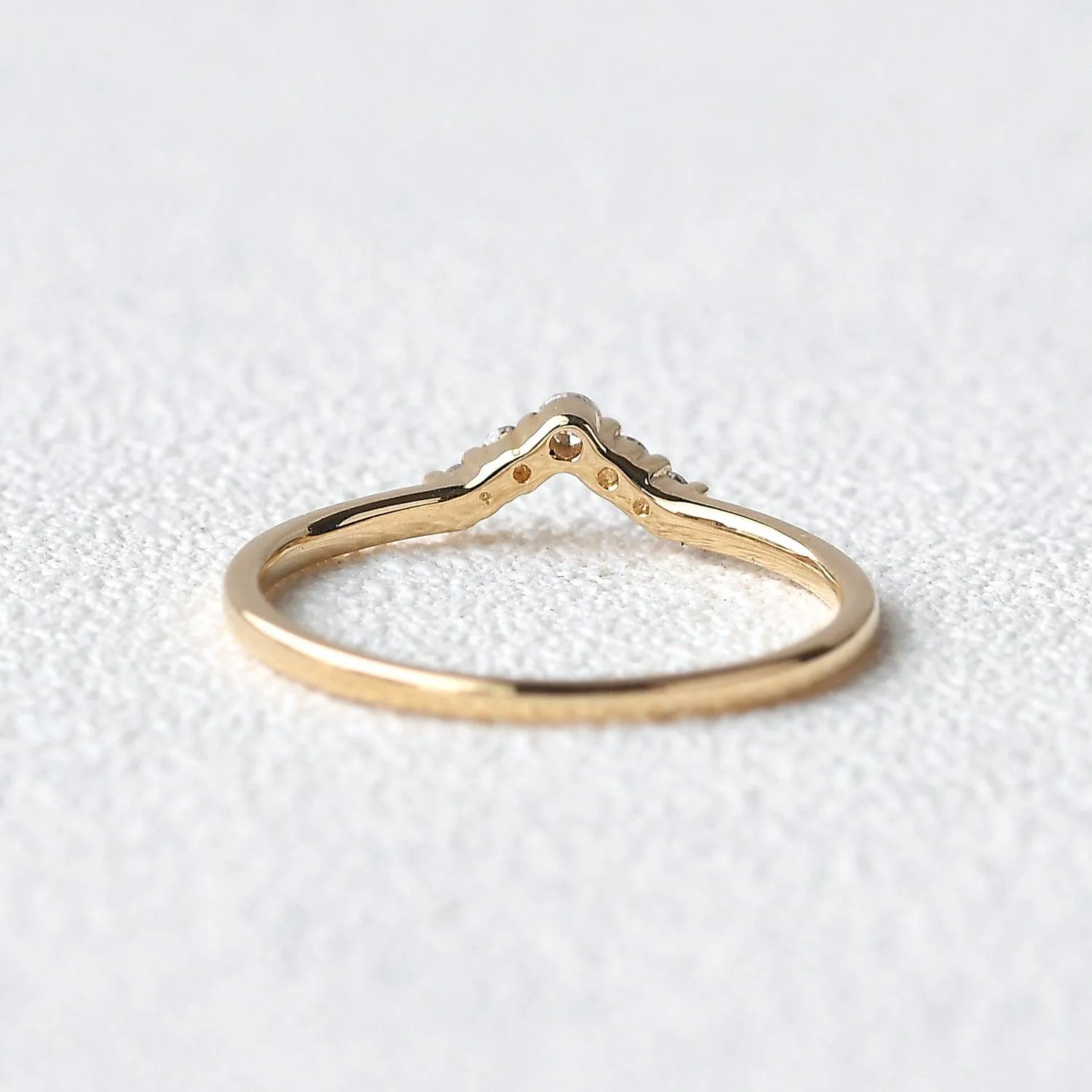 Chevron V Shaped Moissanite Yellow Gold Ring