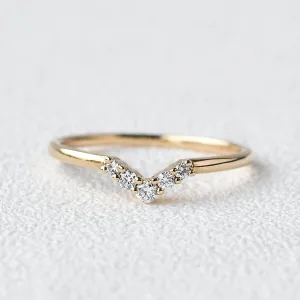 Chevron V Shaped Moissanite Yellow Gold Ring