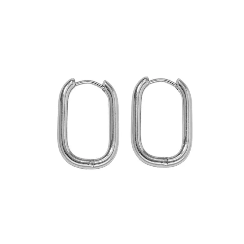 Chunky Rounded Rectanlge Silver Earring JLT12949