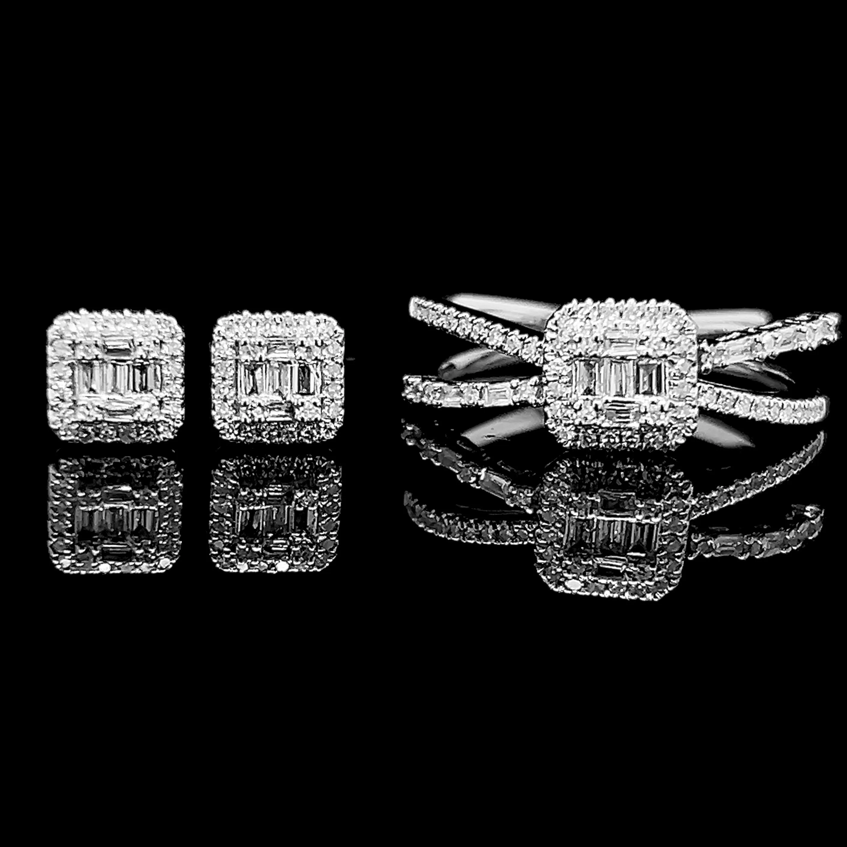 Classic Cushion Infinity Diamond Jewelry Set 14kt