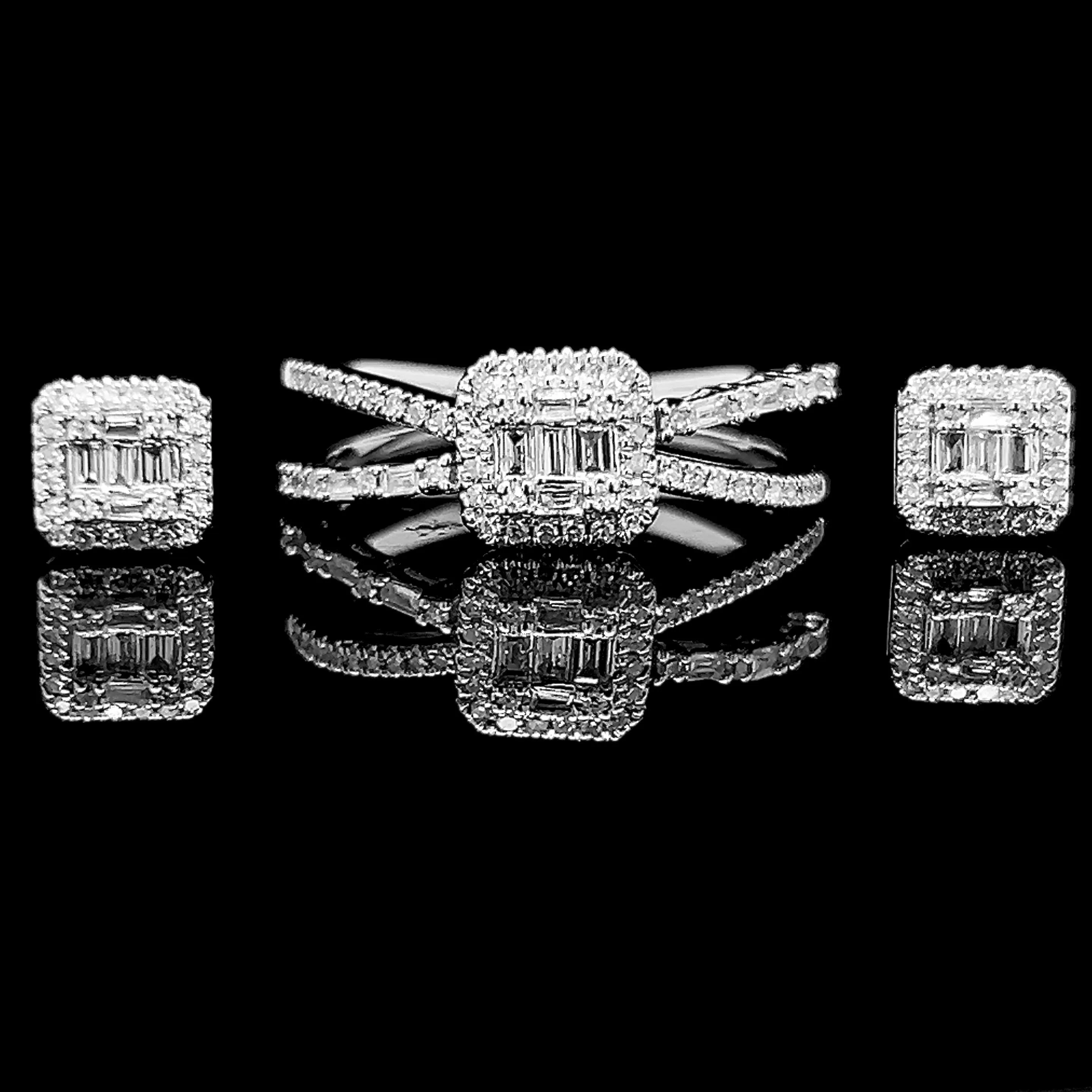 Classic Cushion Infinity Diamond Jewelry Set 14kt