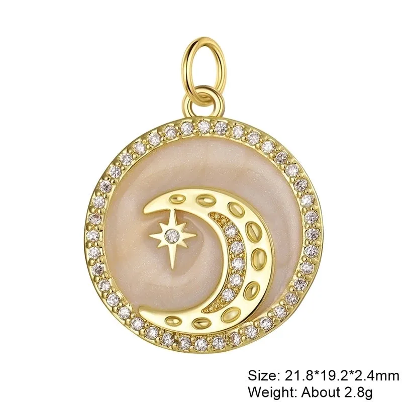 Classic Style Heart Shape Copper Plating Inlay Zircon 18k Gold Plated Charms Jewelry Accessories