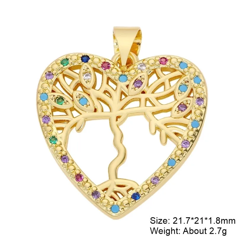 Classic Style Heart Shape Copper Plating Inlay Zircon 18k Gold Plated Charms Jewelry Accessories