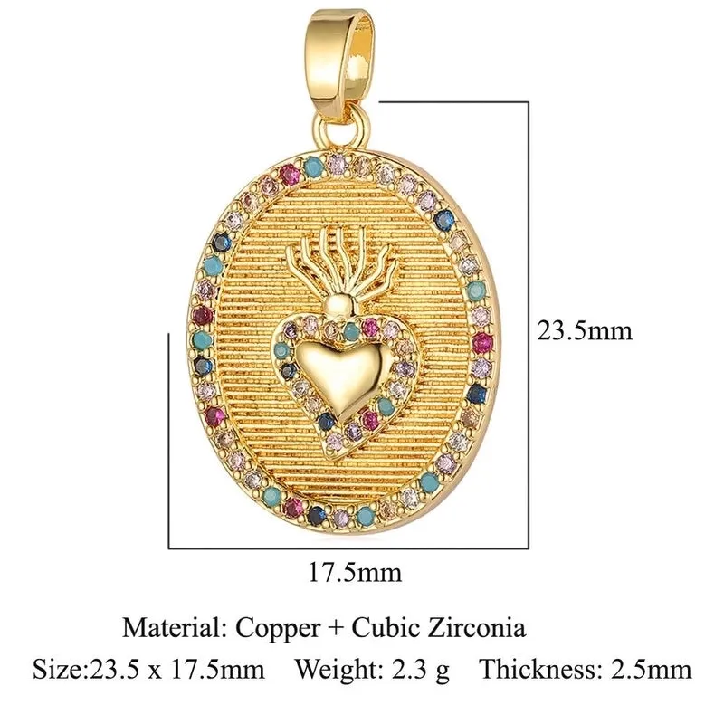 Classic Style Heart Shape Zircon Copper Wholesale Charms Jewelry Accessories