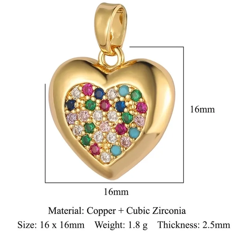 Classic Style Heart Shape Zircon Copper Wholesale Charms Jewelry Accessories