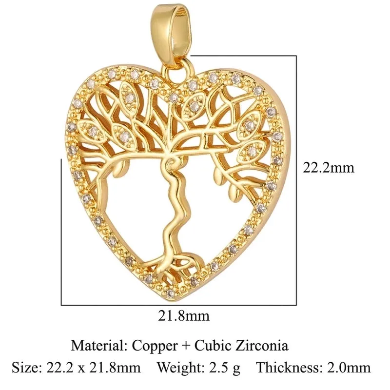 Classic Style Heart Shape Zircon Copper Wholesale Charms Jewelry Accessories