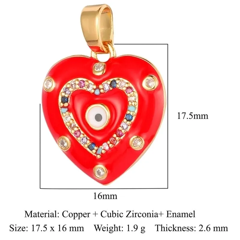 Classic Style Heart Shape Zircon Copper Wholesale Charms Jewelry Accessories