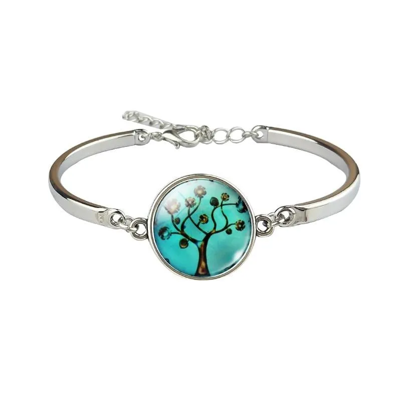 Classic Tree Of Life Jewelry Set Cute Trees Drawing Picture Glass Dome Necklace Bracelet Earrings For Women