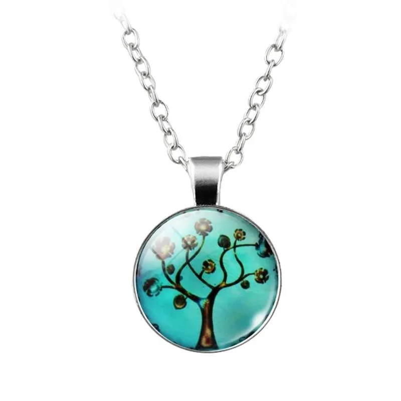 Classic Tree Of Life Jewelry Set Cute Trees Drawing Picture Glass Dome Necklace Bracelet Earrings For Women