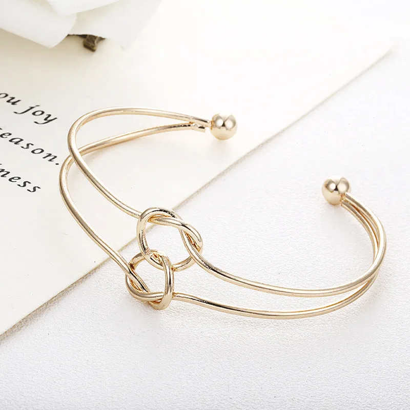 Creative Simple Concentric Knot Braided Double Combination Gold Bracelet