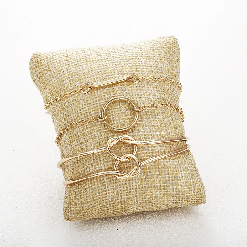 Creative Simple Concentric Knot Braided Double Combination Gold Bracelet