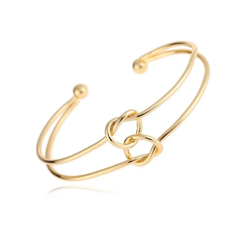 Creative Simple Concentric Knot Braided Double Combination Gold Bracelet