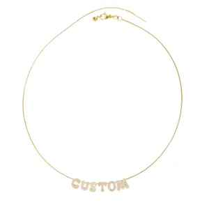 Custom Cz Scroll Name Slider Gold Filled Necklace