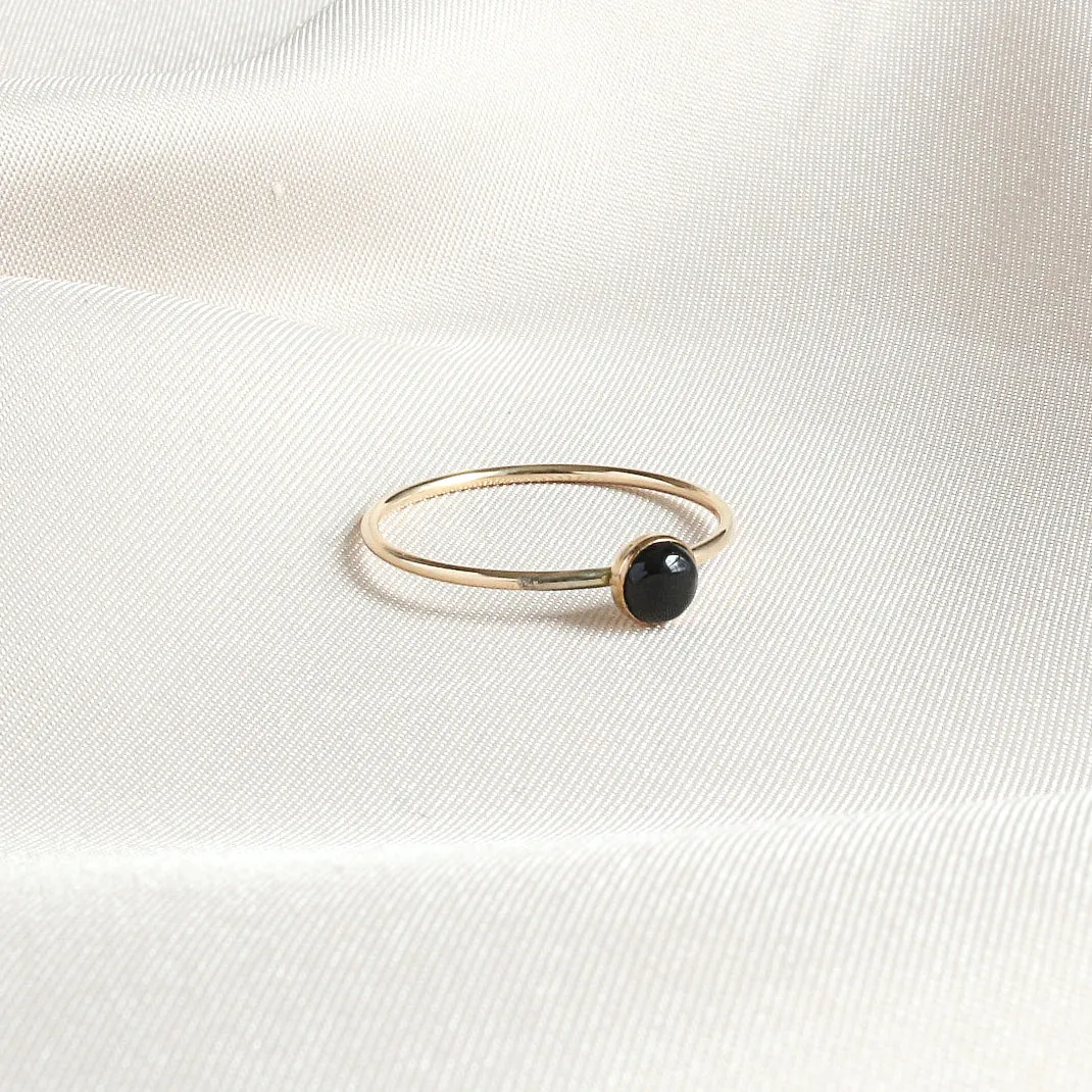 Dainty Black Onyx Minimalist Ring 4mm