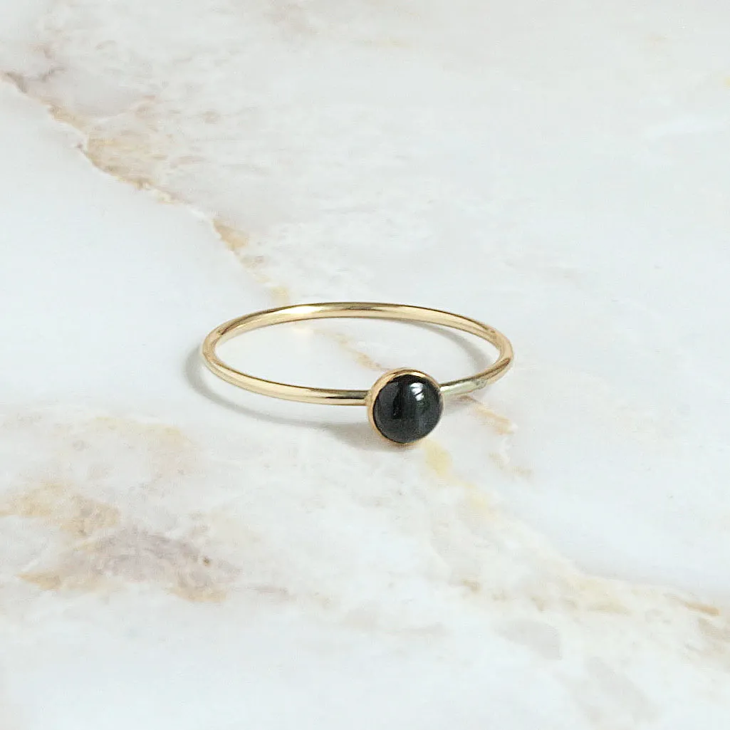 Dainty Black Onyx Minimalist Ring 4mm