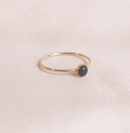 Dainty Black Onyx Minimalist Ring 4mm