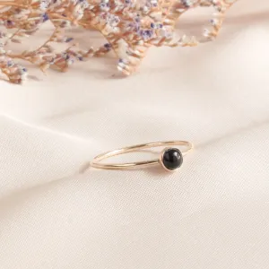 Dainty Black Onyx Minimalist Ring 4mm