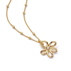 Daisy Bow Pendant Necklace 18ct Gold Plate