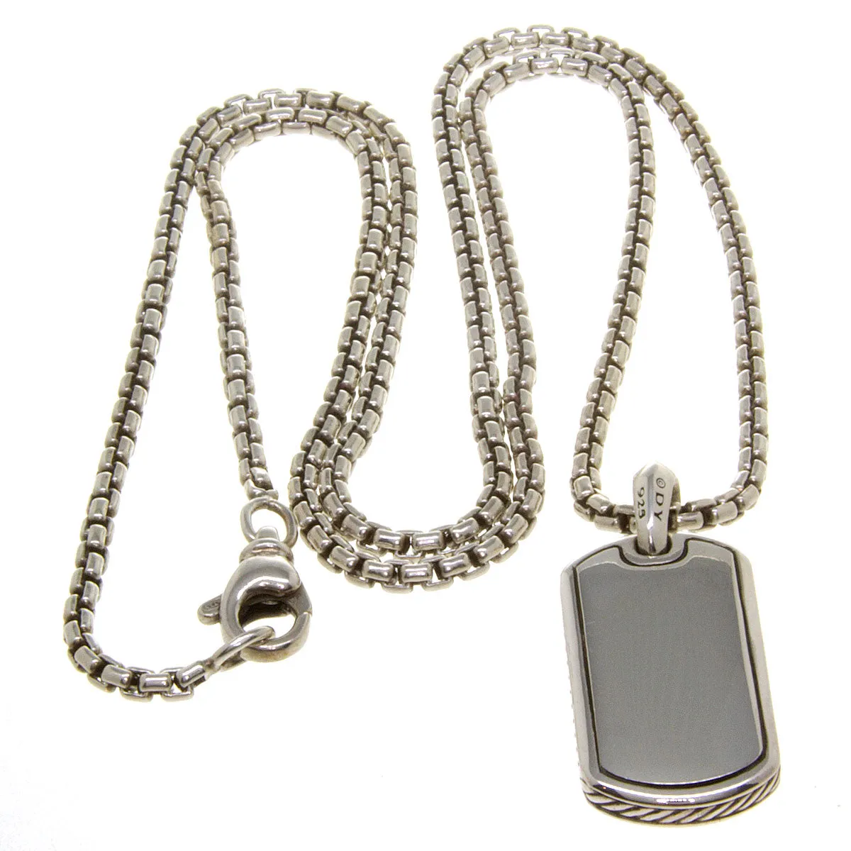 David Yurman Dog Tag Charm with Box Chain