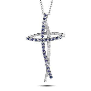 Decoria Rhodium Cross Pendant