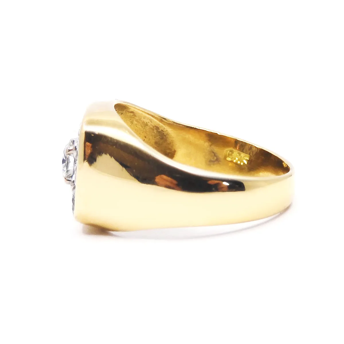 Diamond Set Signet Ring | Pre-Loved | 18K Yellow Gold