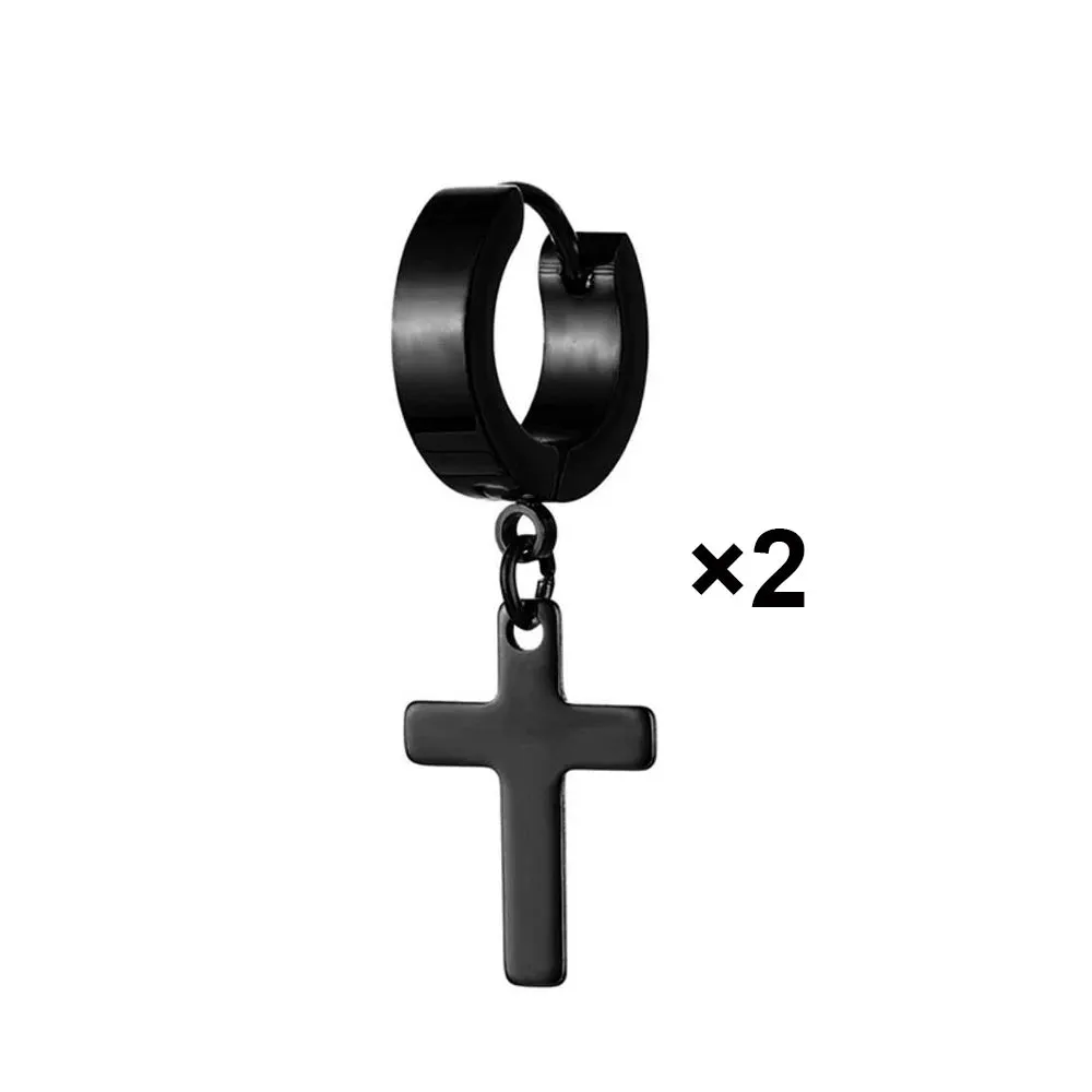 Dropshipping Hot Fashion Stainless Steel Cross Stud Earrings For Punk Men Jewelry