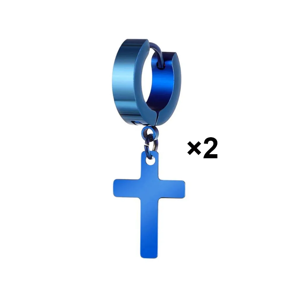 Dropshipping Hot Fashion Stainless Steel Cross Stud Earrings For Punk Men Jewelry