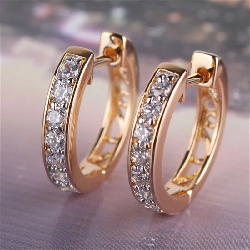 Earrings for Women White Crystals AAA Cubic Zirconia Hoop Earrings Women's Fashion Jewelry