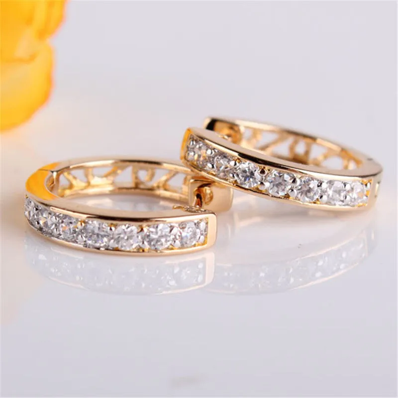 Earrings for Women White Crystals AAA Cubic Zirconia Hoop Earrings Women's Fashion Jewelry