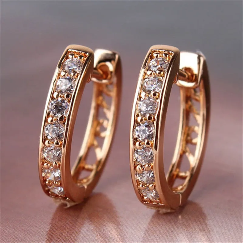 Earrings for Women White Crystals AAA Cubic Zirconia Hoop Earrings Women's Fashion Jewelry