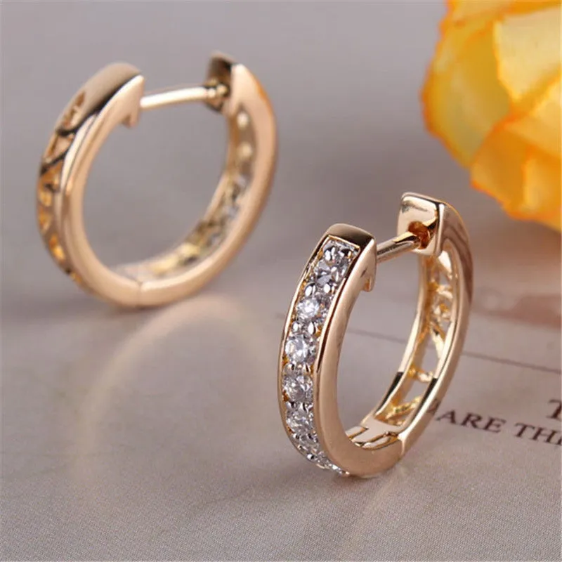 Earrings for Women White Crystals AAA Cubic Zirconia Hoop Earrings Women's Fashion Jewelry