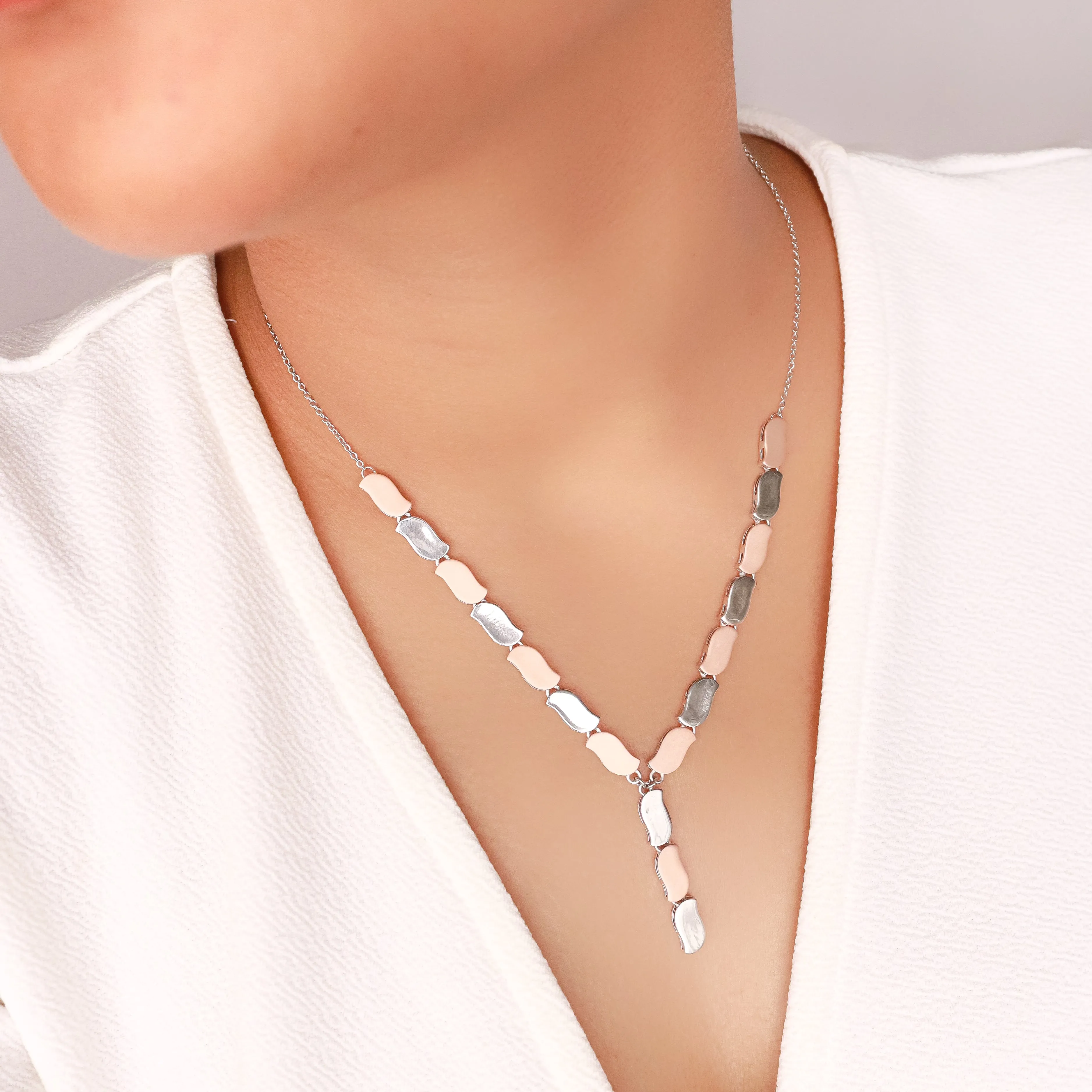 Elevate Your Style: Simple Designer Rose Gold Pendant Necklace Set By OLLUU