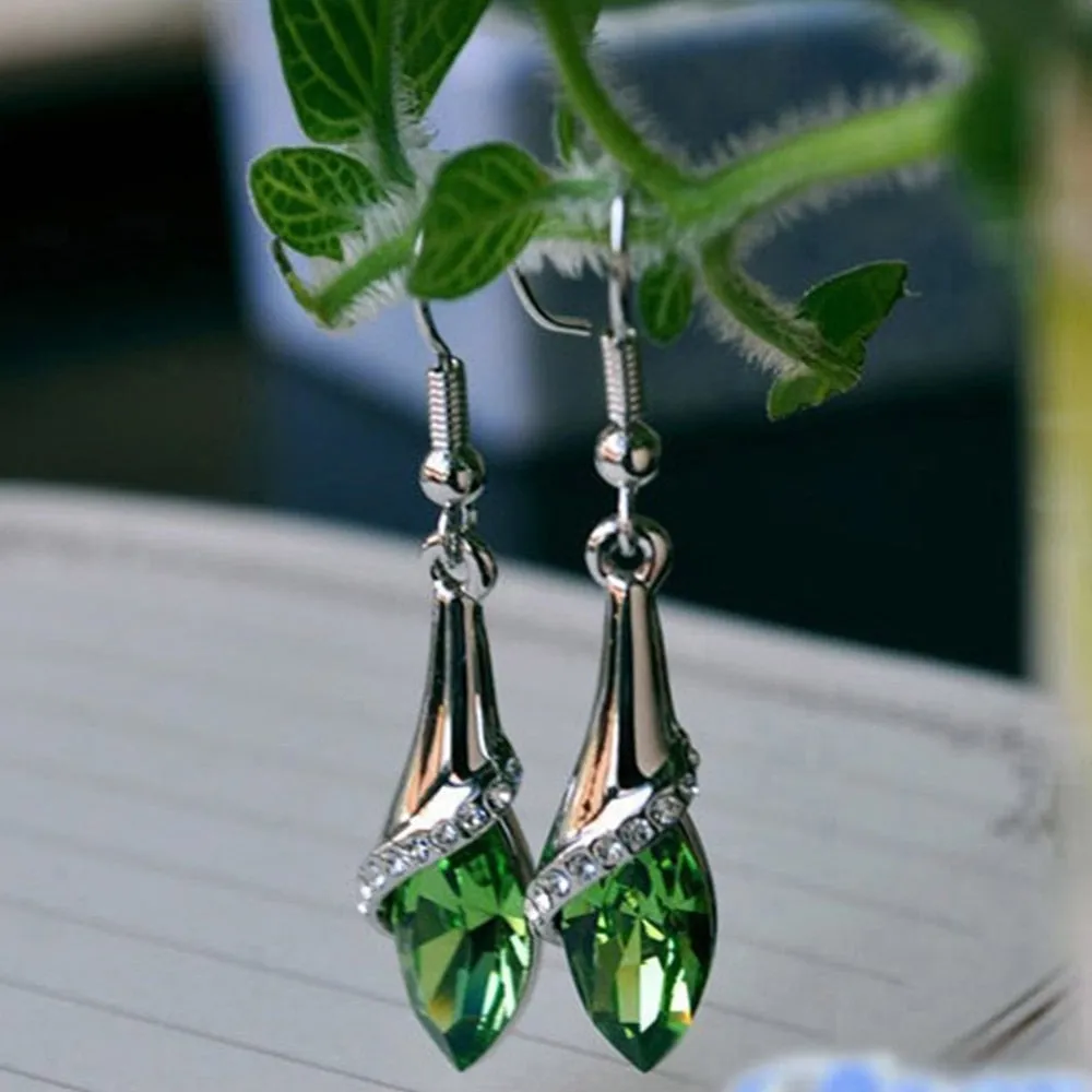 Ethnic Rhinestone Crystal Drop Earrings Women Lady Marquise Teardrop Earrings