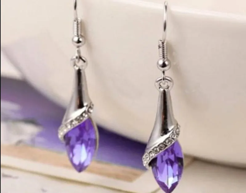 Ethnic Rhinestone Crystal Drop Earrings Women Lady Marquise Teardrop Earrings