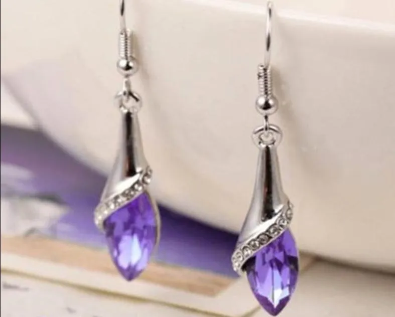 Ethnic Rhinestone Crystal Drop Earrings Women Lady Marquise Teardrop Earrings