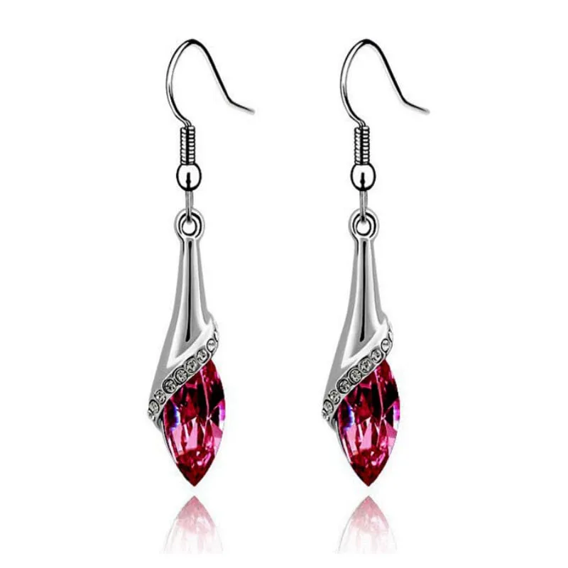 Ethnic Rhinestone Crystal Drop Earrings Women Lady Marquise Teardrop Earrings