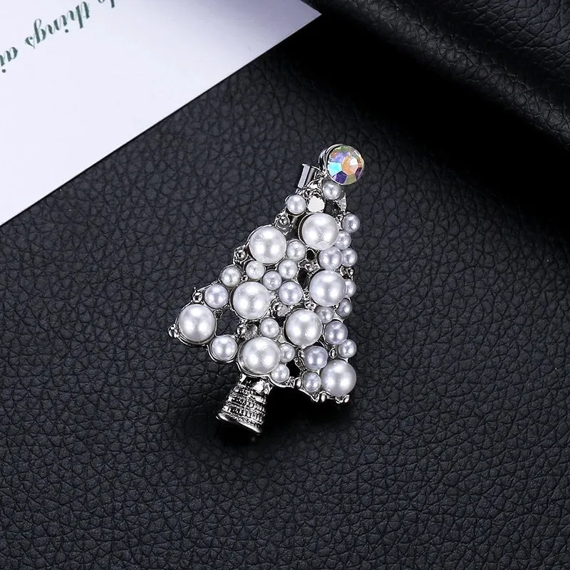 Ethnic Style Simple Style Christmas Tree Alloy Plating Inlay Pearl Zircon Women's Brooches 1 Piece