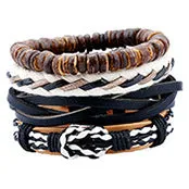 European And American Simple Retro Set Bracelet Braided Leather Punk Bracelet Men's Leather Bracelet