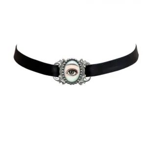 Eye Image Velvet Choker - Black