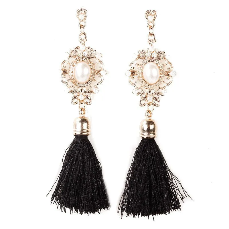 Fashion Accessories Gold Plated Women's Pearl Jewelry Tassel Earrings for Women Statement Drop Earring Brincos Vintage Gifts